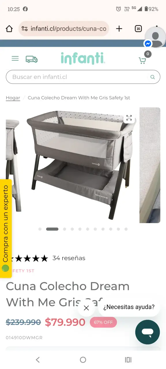 Cuna colecho gris Safety 1st