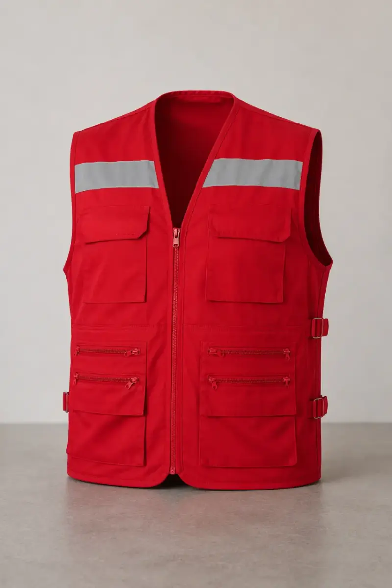 Chaleco Geologo rojo con bolsillos - 2