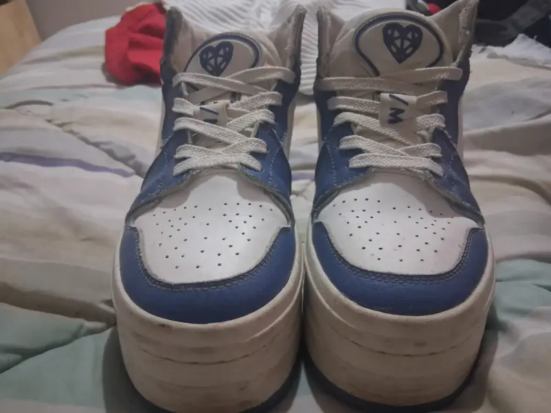 Zapatillas plataforma blanco y azul - 3