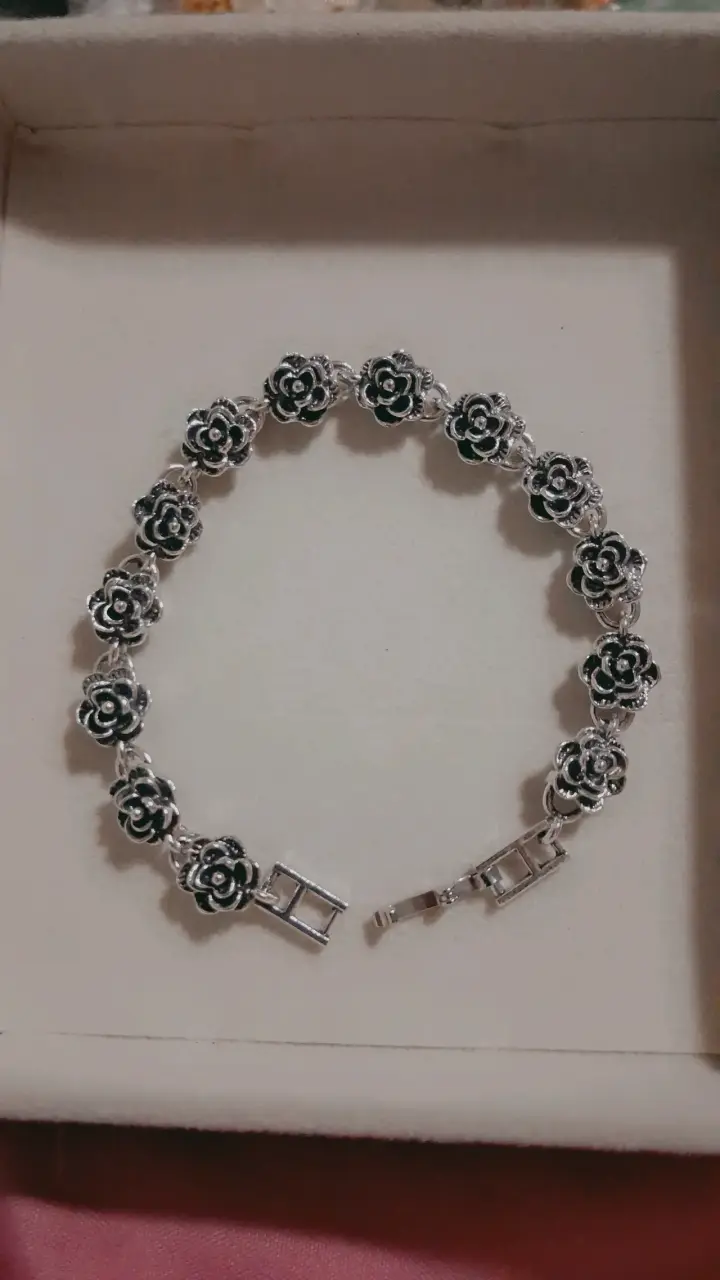 Pulsera plateada de flores acero 316L - 2