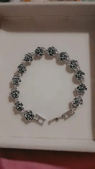 Pulsera plateada de flores acero 316L - miniatura 2