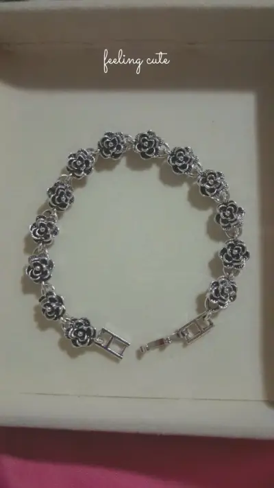 Pulsera plateada de flores acero 316L - miniatura 3