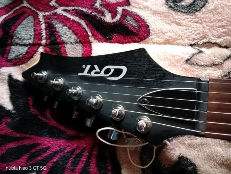 Guitarra eléctrica con cables pedal y amplificador - 4