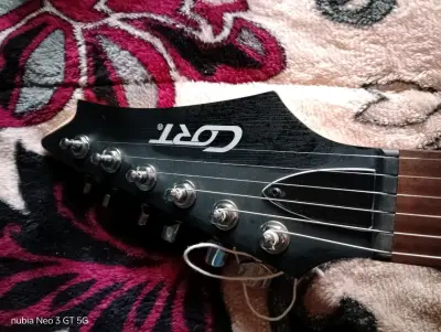 Guitarra eléctrica con cables pedal y amplificador - miniatura 4