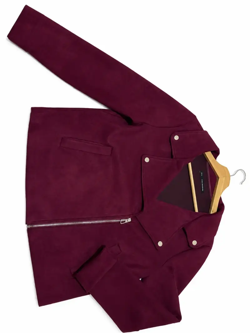 Chaqueta biker burdeos mujer - 1