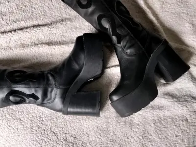 Botas largas 100%cuero y plataforma - miniatura 1