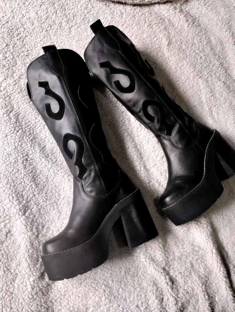 Botas largas 100%cuero y plataforma - 3