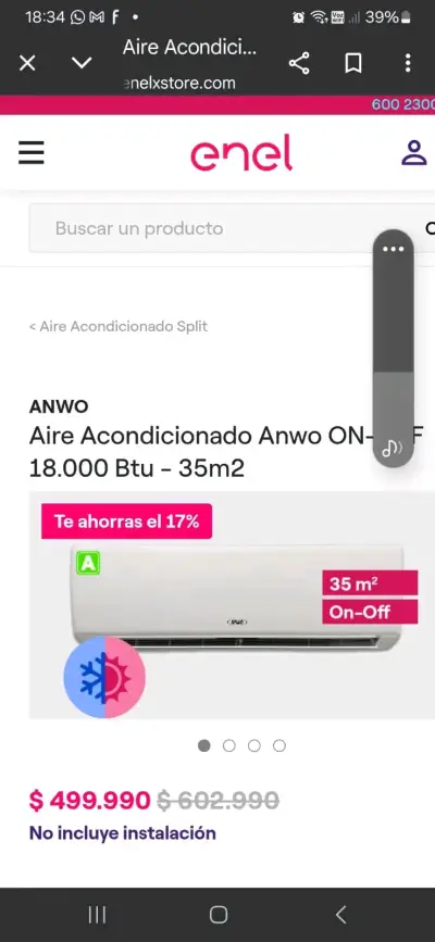 Aire Acondicionado Anwo 18.000 Btu - miniatura 1