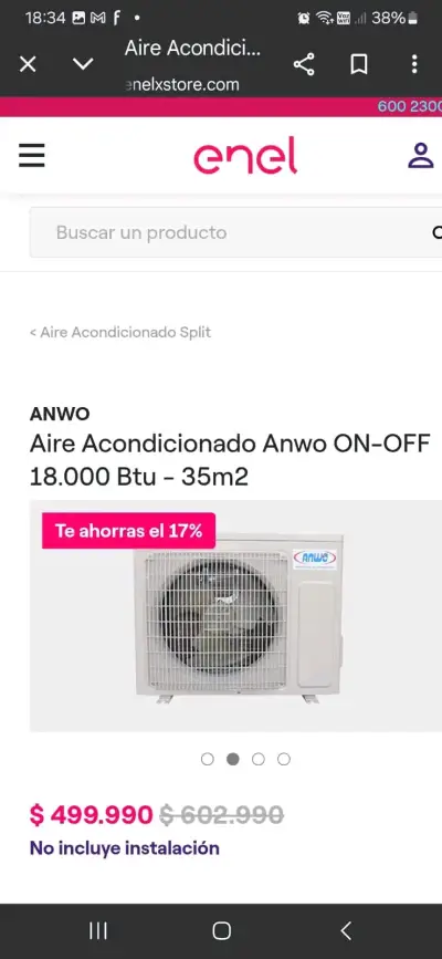 Aire Acondicionado Anwo 18.000 Btu - miniatura 2