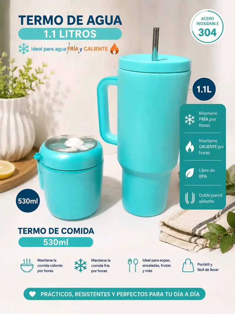 Set Térmico de Agua y Comida