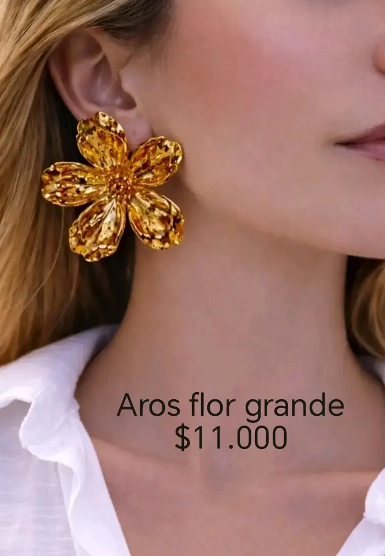 Aros flor dorados grandes - 1