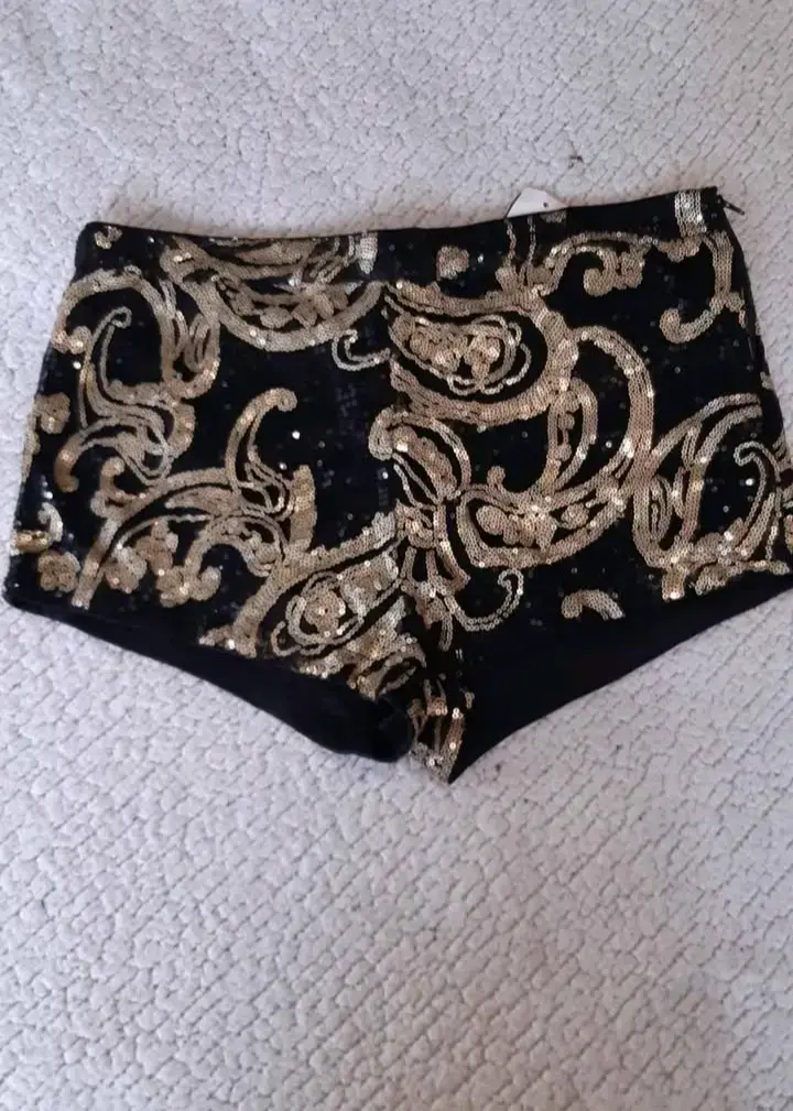 Shorts brillantes negro y dorado - 3