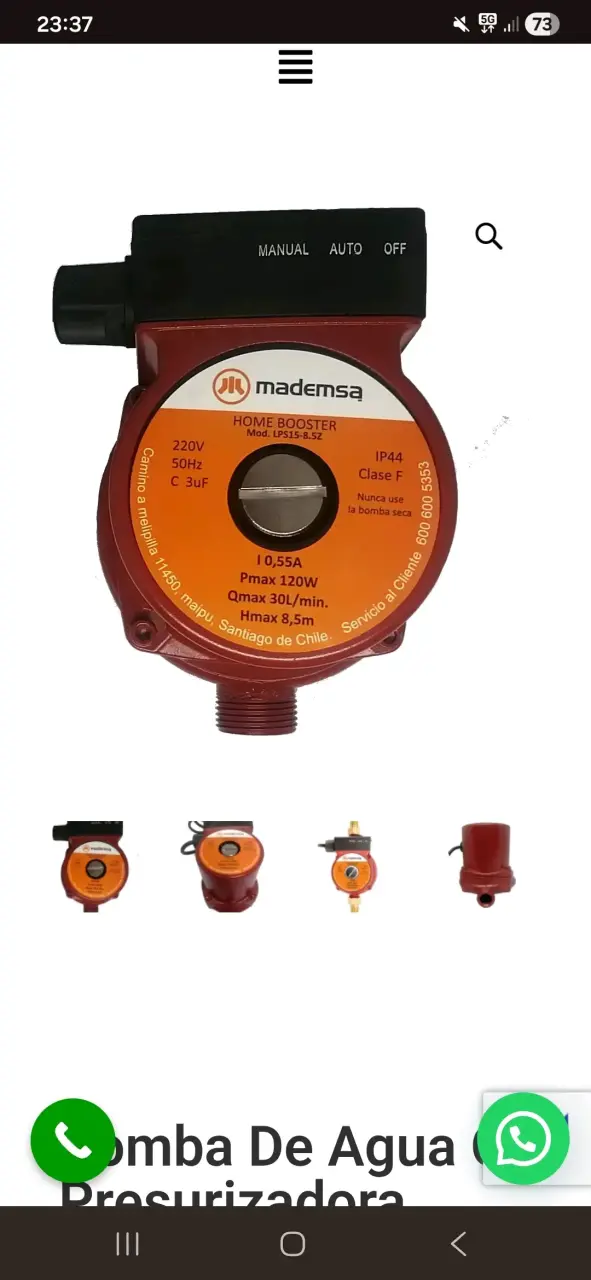 Bomba de agua presurizadora Mademsa - 1