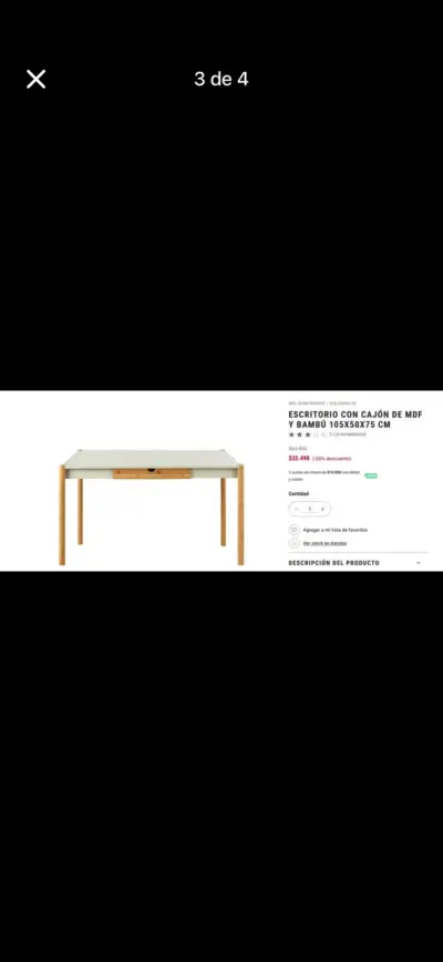 Escritorio MDF y bambú 105cm - miniatura 1