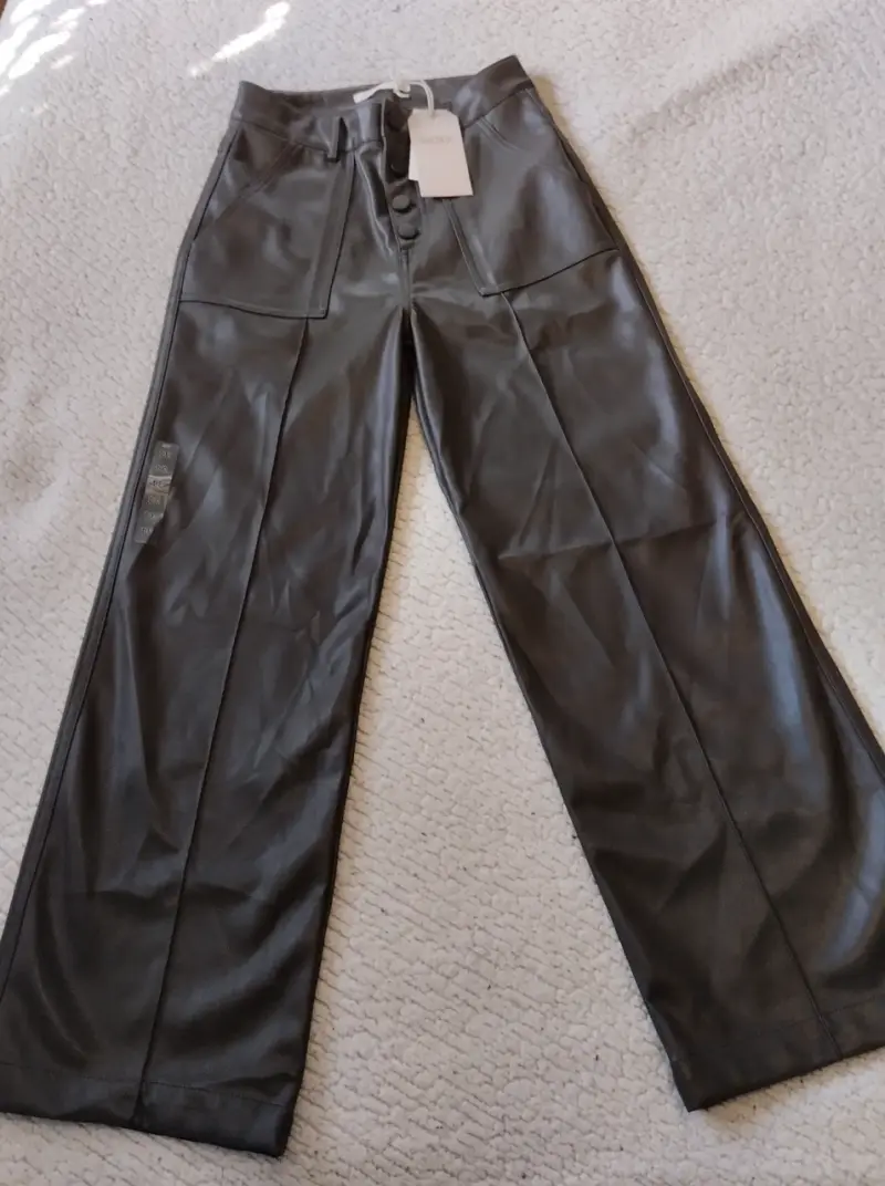 pantalón café eco cuero 34 - 4