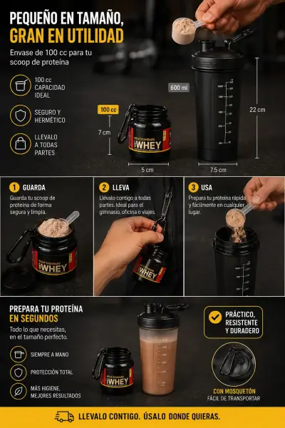Mini botella porta scoop de proteína - miniatura 2