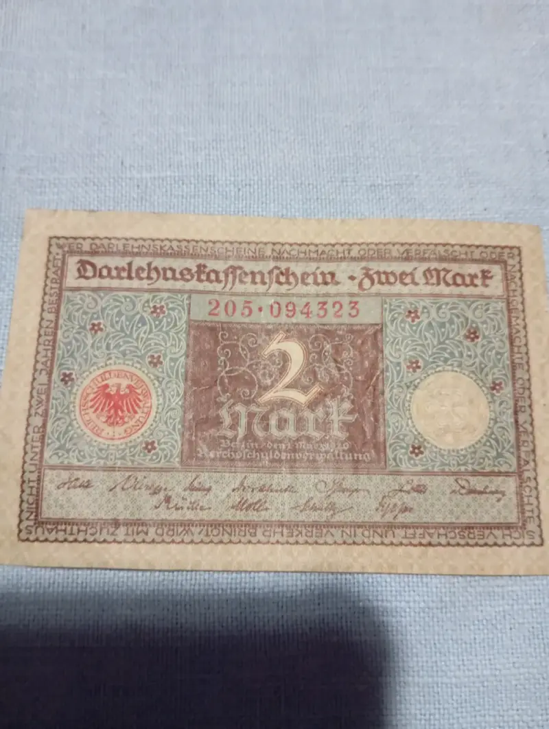 Billete antiguo 2 Mark - 1