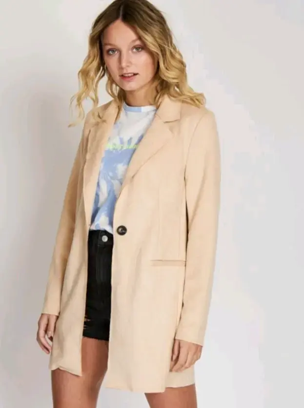 Abrigo/ blazer gamuza beige - 1