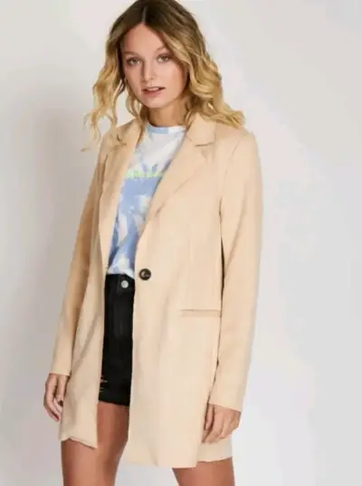 Abrigo/ blazer gamuza beige - miniatura 1