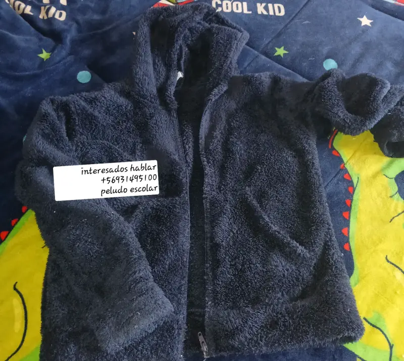 Chaqueta peluda escolar azul - 1