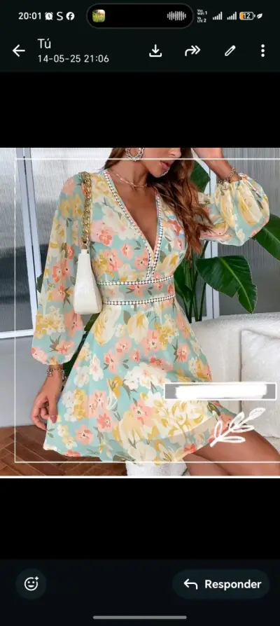 Vestido floral manga larga - miniatura 1
