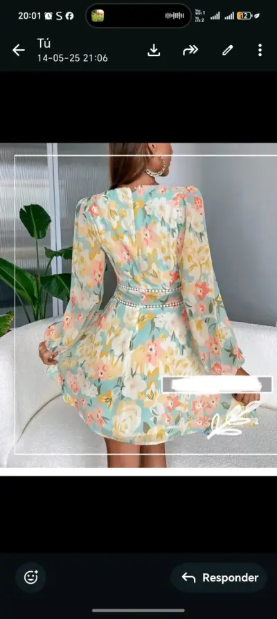 Vestido floral manga larga - miniatura 2