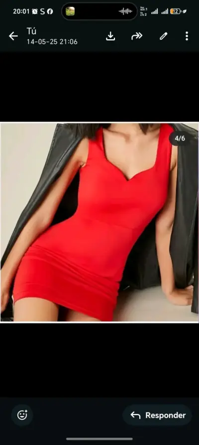 Vestido rojo elásticado - miniatura 2
