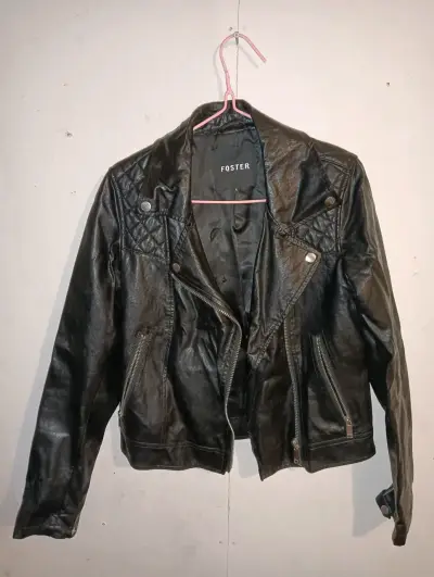 Chaqueta de cuero negra Foster - miniatura 1