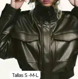 Chaqueta de cuero negra - 1