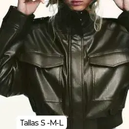 Chaqueta de cuero negra - miniatura 1