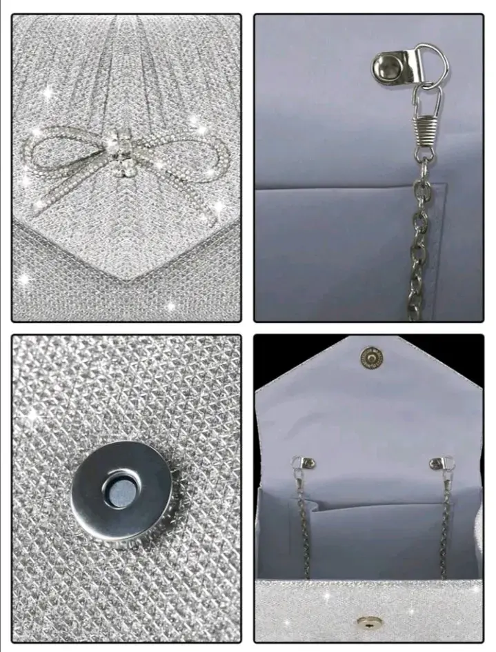 Cartera plateada brillante - 4