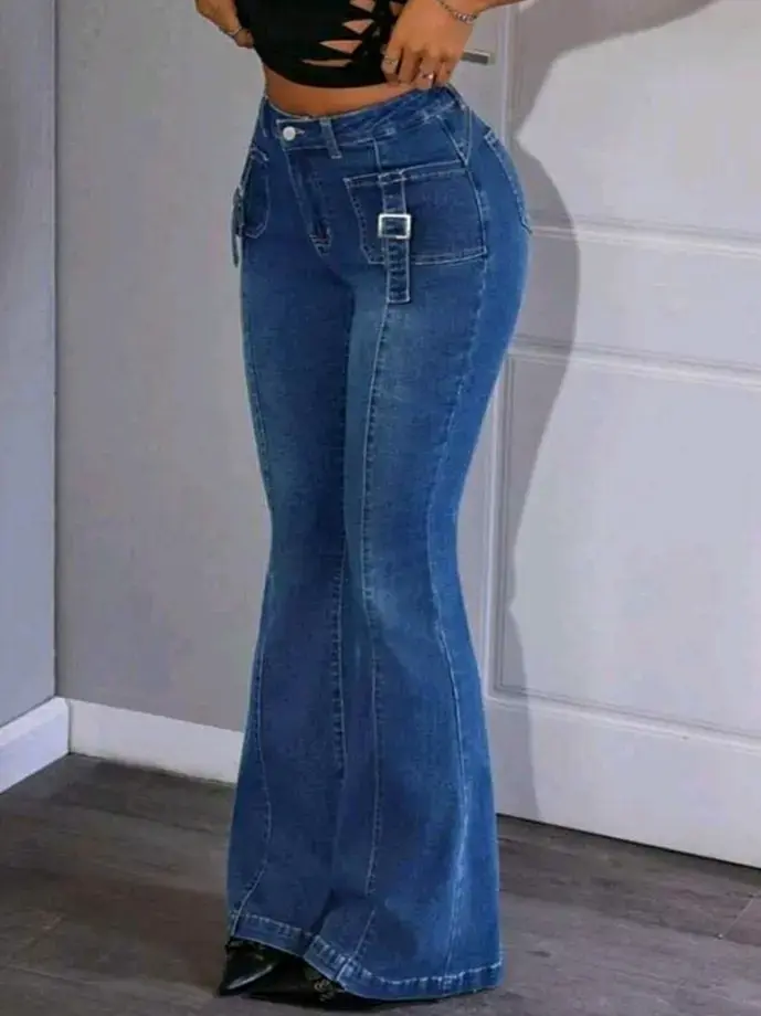 Jeans acampanados azules mujer - 2