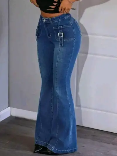 Jeans acampanados azules mujer - miniatura 2