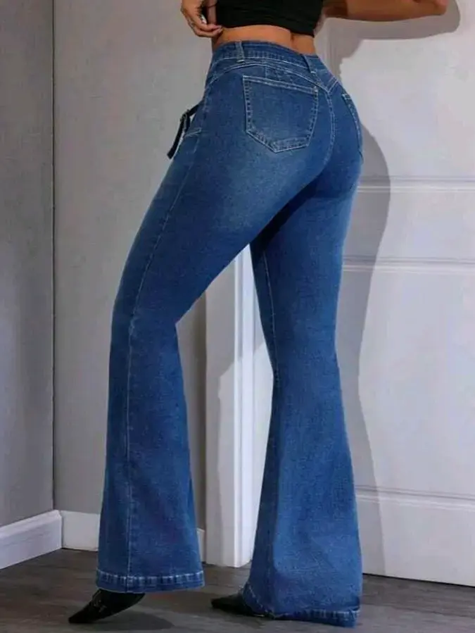Jeans acampanados azules mujer - 3