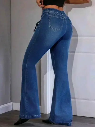 Jeans acampanados azules mujer - miniatura 3