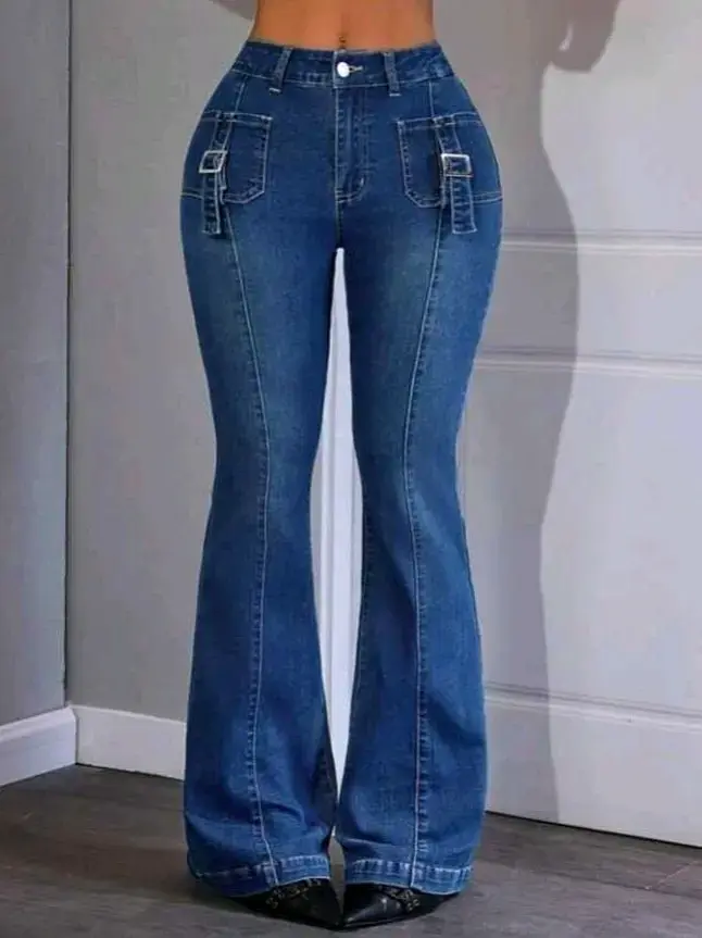 Jeans acampanados azules mujer - 4