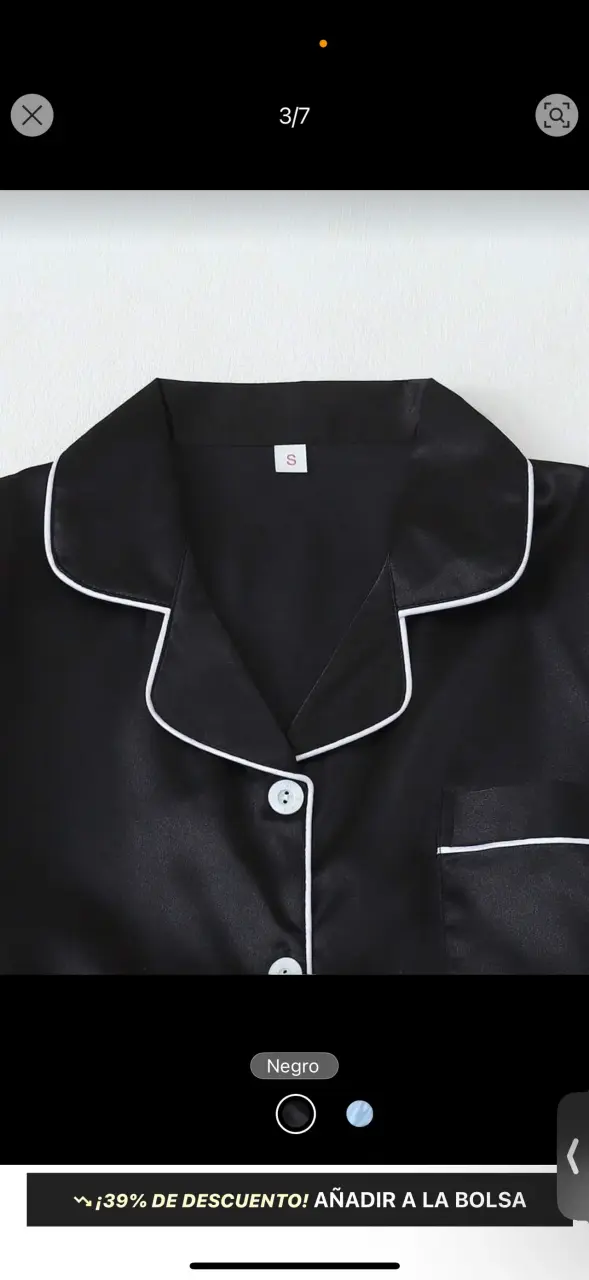 Pijama de seda negra talla 2XL - 2