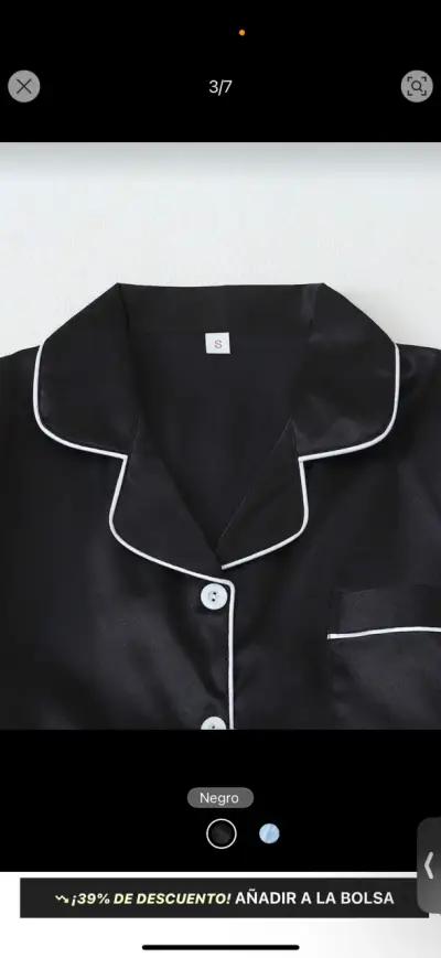 Pijama de seda negra talla 2XL - miniatura 2