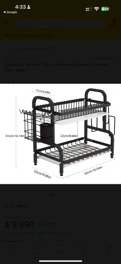 Escurridor de loza negro 2 niveles - miniatura 1