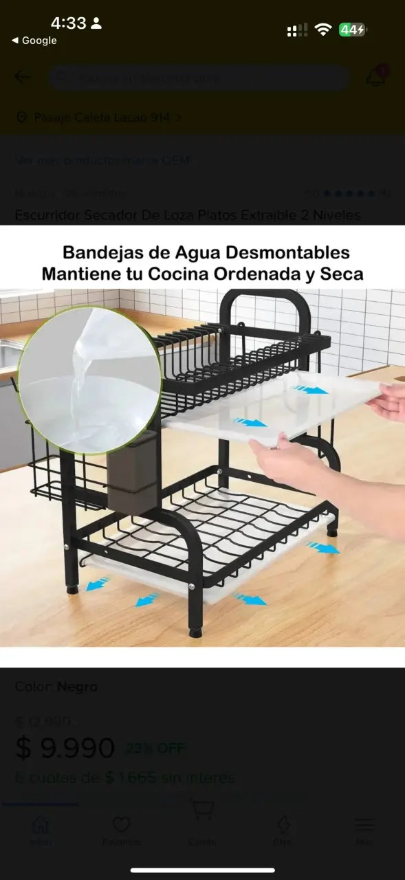 Escurridor de loza negro 2 niveles - 3
