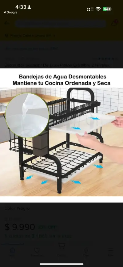 Escurridor de loza negro 2 niveles - miniatura 3