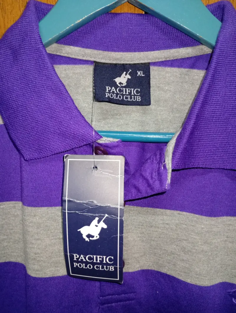 Polera polo rayada morado y gris - 2