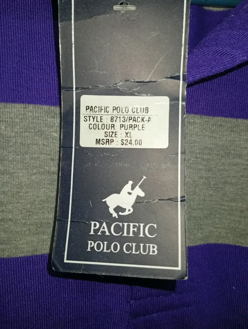 Polera polo rayada morado y gris - 3