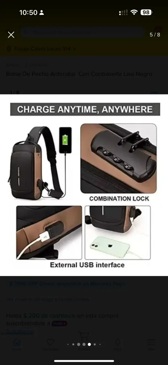 Bolsa de pecho negra unisex - 2