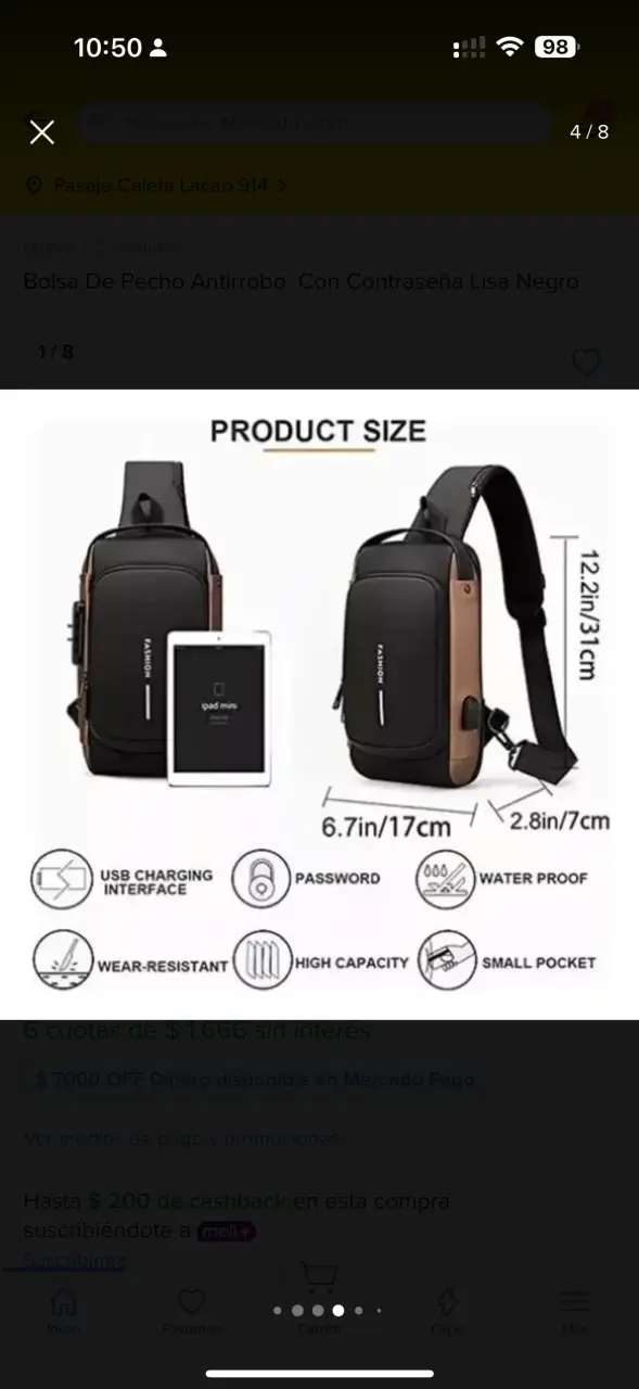 Bolsa de pecho negra unisex - 3