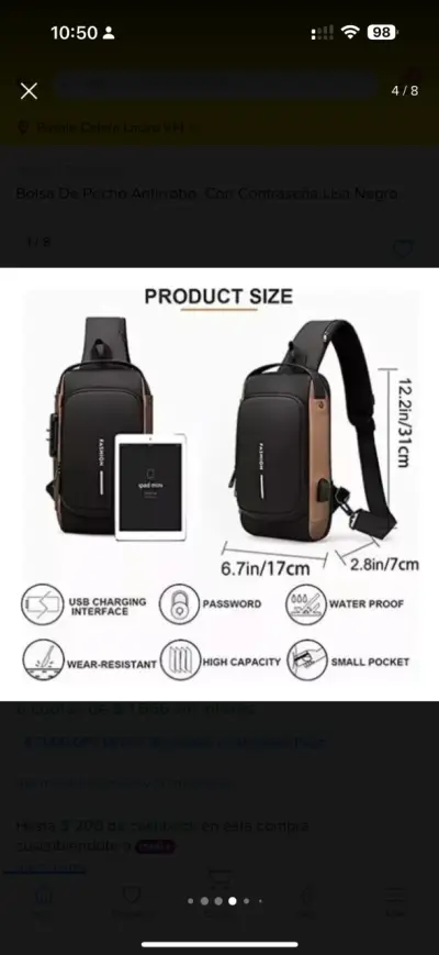 Bolsa de pecho negra unisex - miniatura 3