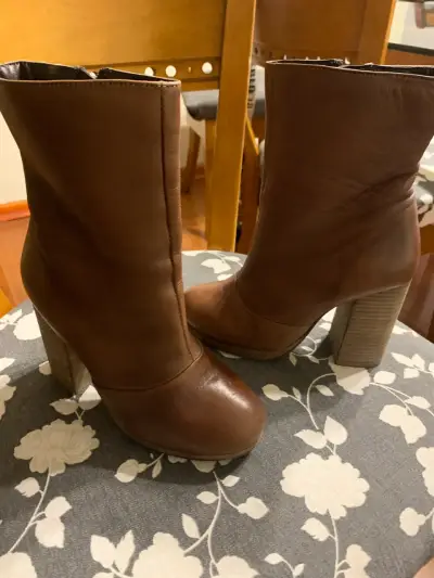 Botines de cuero marrón con tacón Basament - miniatura 2