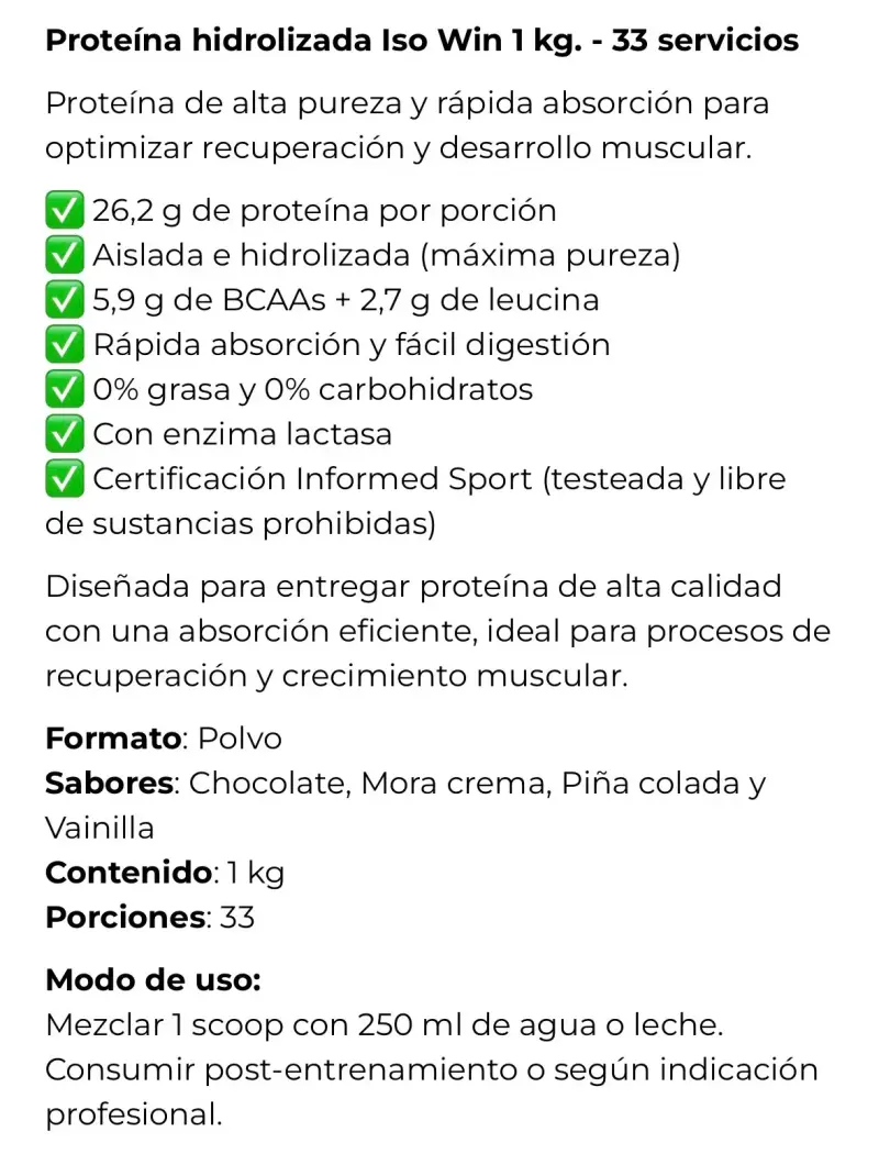 Proteína Iso-Win Chocolate 1kg - 2