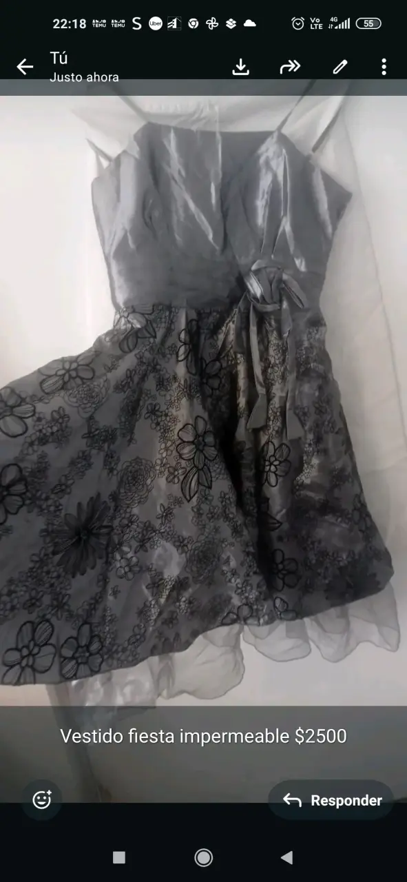 Vestido de fiesta gris - 1