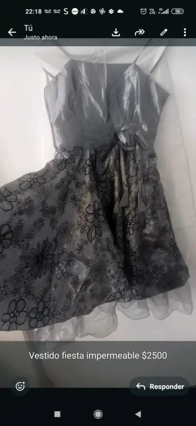 Vestido de fiesta gris - miniatura 1